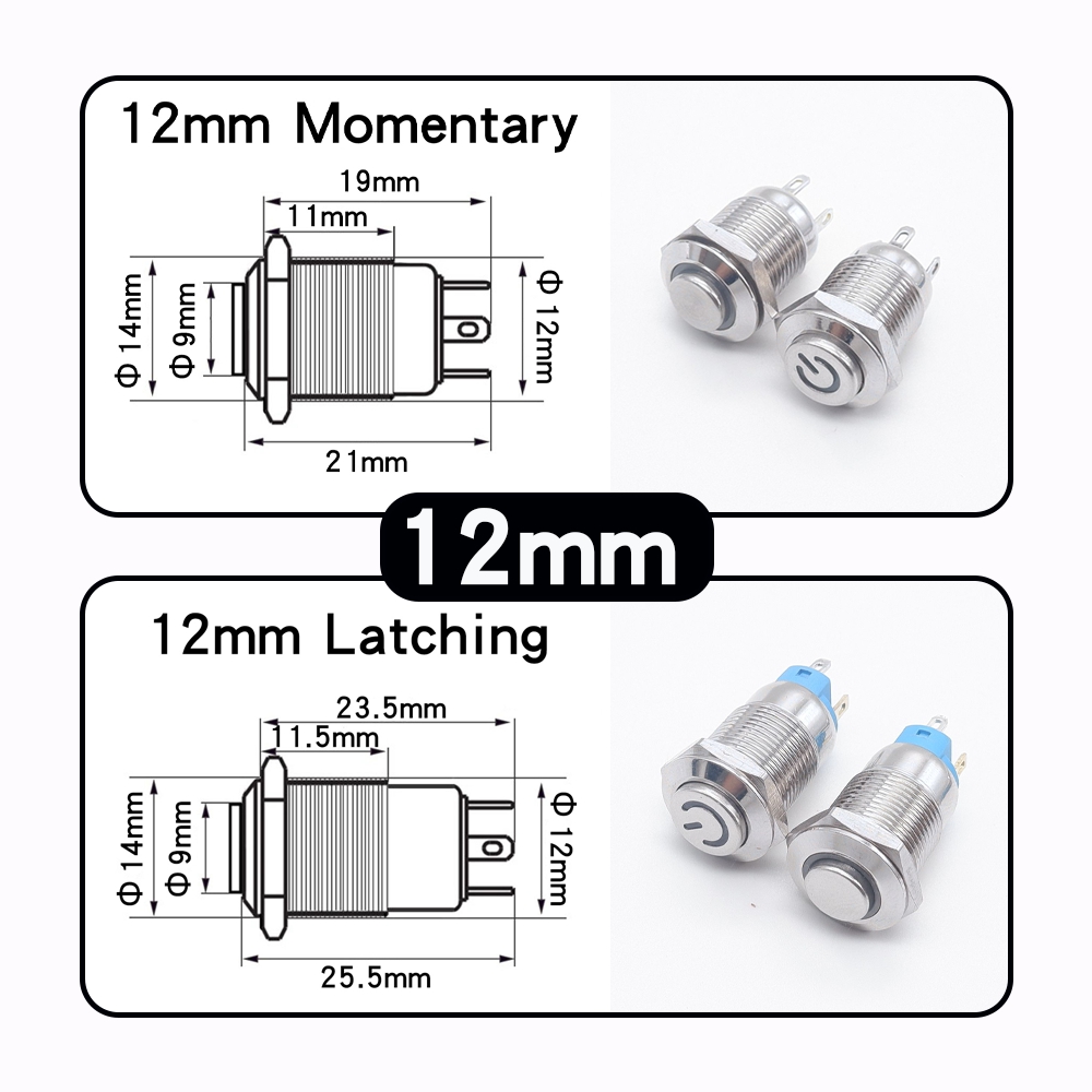 10 pièces 12mm étanche métal b - Push Button Tactile avis et prix